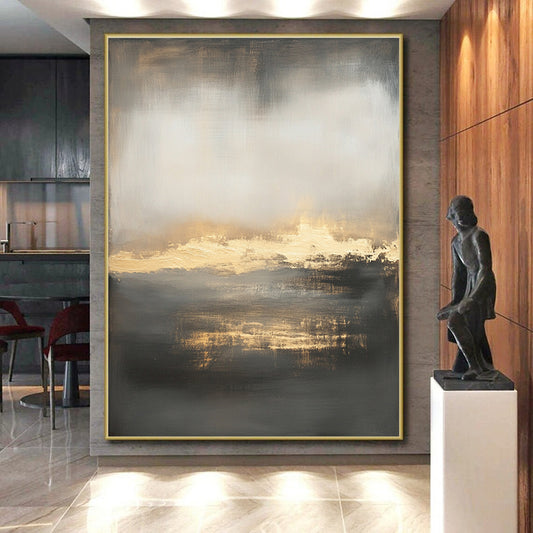 Subtle Tones Abstract Landscape "Moody Horizon" Painting On Canvas HB293