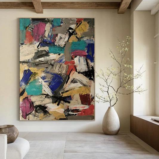 Vast Hand - Painted Custom Textured Canvas Abstract for Bar & Hotel Lobby DKH1039