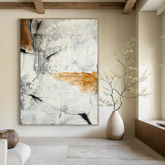 Large - Sized Hand - Painted Custom Abstract Canvas (with Abundant Textures), for Arranging in Living Room and Office DKH1438