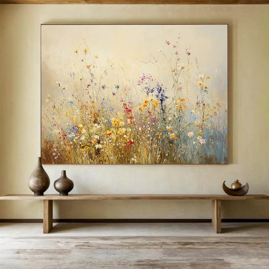 “Soft Wildflower Meadow” - Pastel, Wildflowers, Field Painting On Canvas HB0757