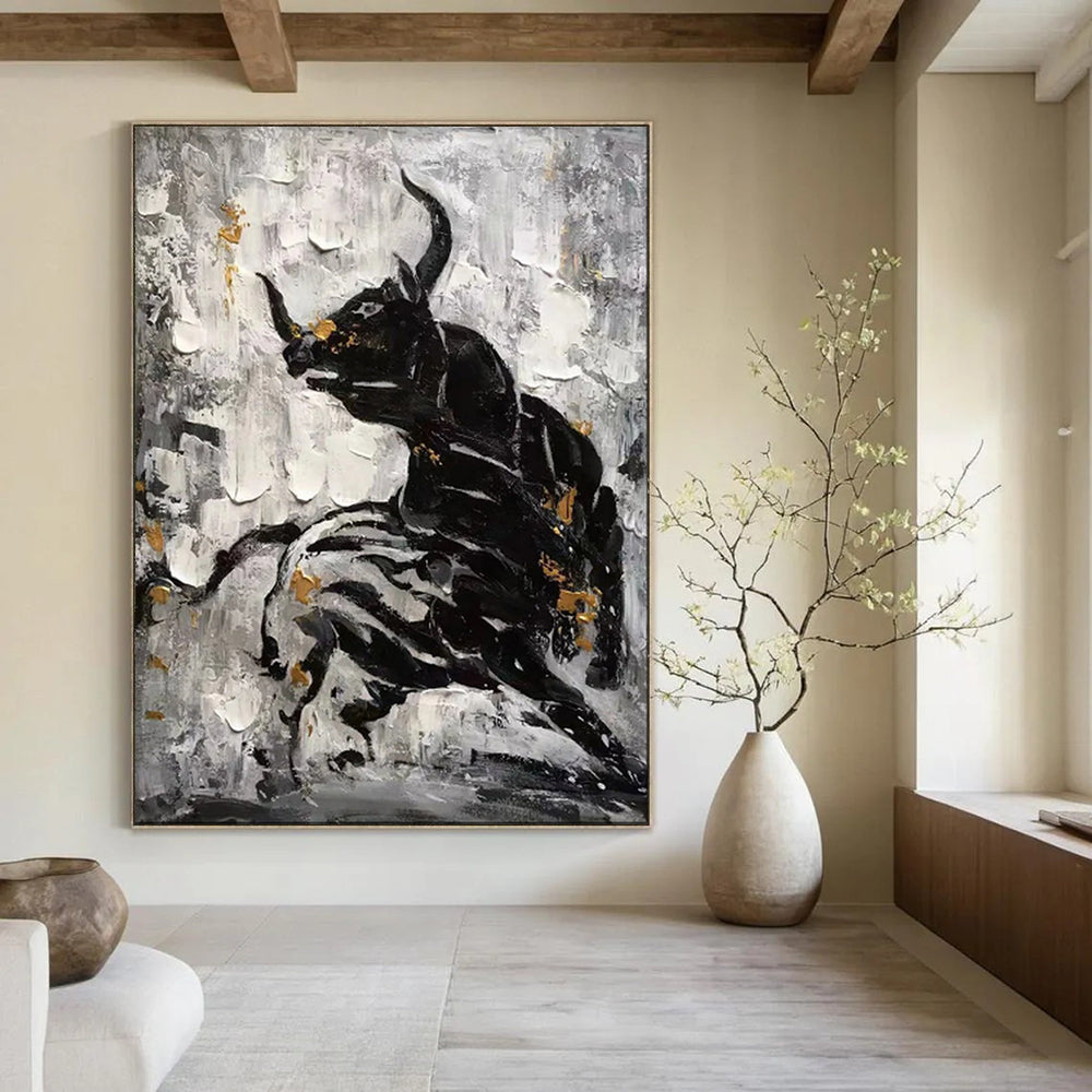 Edgy & Contemporary Hand-Painted Custom Abstract Painting for Bar & Hotel LargeART1968