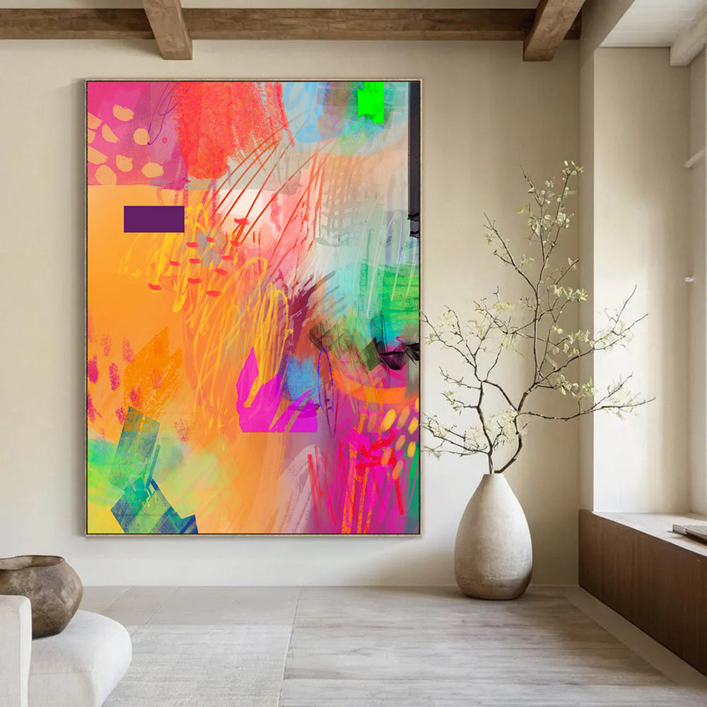 Textured & Rustic Hand-Painted Custom Abstract Painting for Office & Bar LargeART2004