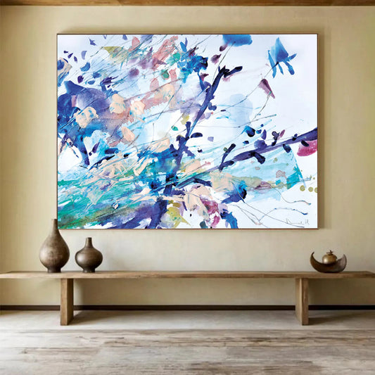 Blue - Colored Floral Abstract: Lighting Up the Artistic Flowers in the Space DLZ147