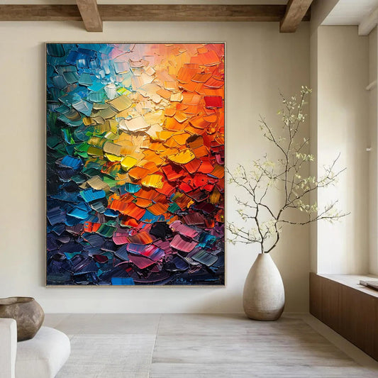 Tall - Standing Vertical Hand - Painted Custom Abstract Canvas (with Three - Dimensional Textures) for Office and Entryway DKH1555
