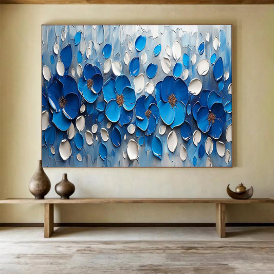 3D Blue Flower Textured Art - Bold Bedroom or Living Room Statement DLZ173