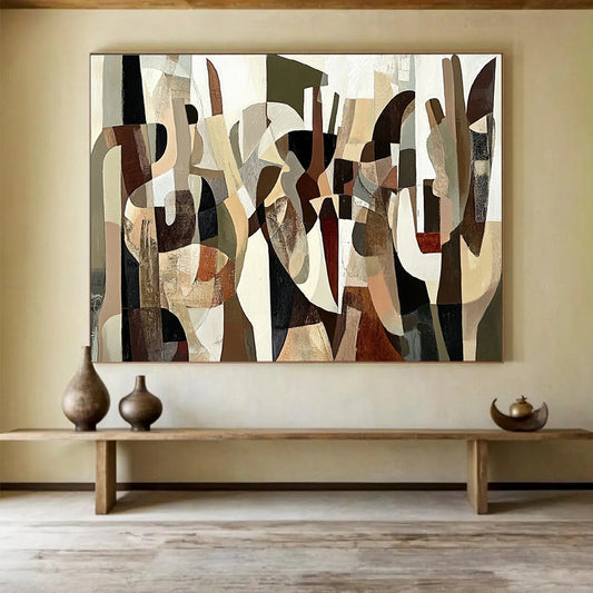 “Neutral - Toned Abstract Shapes” - Minimalist Abstract Painting On Canvas HB0523