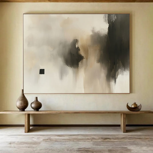 “Neutral Mist” - Beige, Gray, Black, Subtle Textures - Minimalist Acrylic Painting HB1545