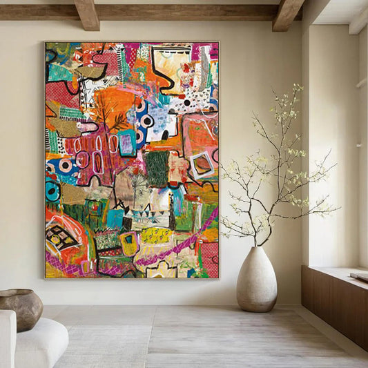 Custom Hand-Painted Abstract Artworks: Textured Wonders for Dining Room & Living Room DTP293