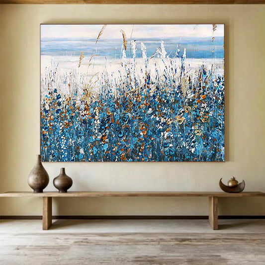 Coastal Wildflower Field - Serene Living Room or Bathroom Art DLZ203