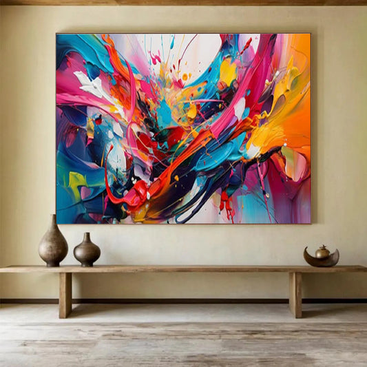 Large - Format Textured Hand - Painted Abstract Painting for Decor Upgrades DKH690