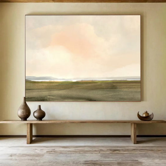 Soft Pastel Landscape - Large Serene Living Room Art DLZ121