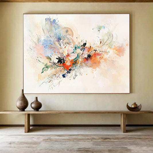 “Watercolor Floral Burst” - Multicolor, Floral Abstract, Delicate Details - Abstract Watercolor - Style Acrylic Painting HB1555