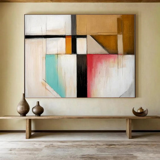 Colorful Geometric Abstract "Modern Mosaic" Painting On Canvas HB0413