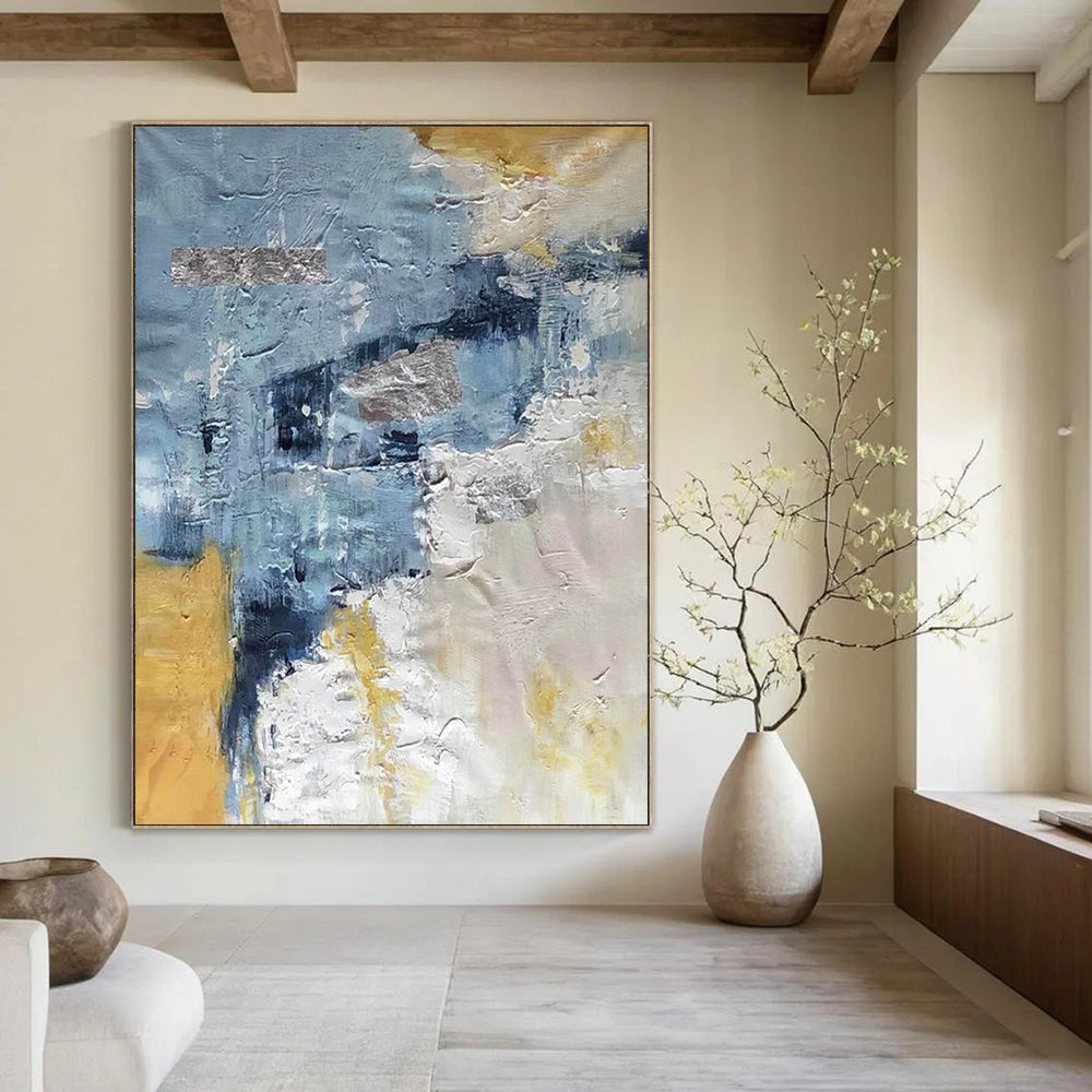 Hand-Painted Large-Scale Abstract Art: Textures for Living Room & Office DTP255