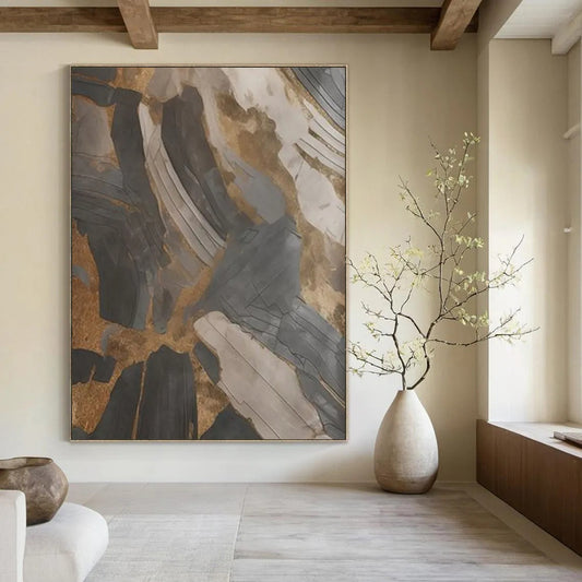 Layered Abstraction: Hand - Painted Custom Abstract Gem for Dining Room and Bar DTP137