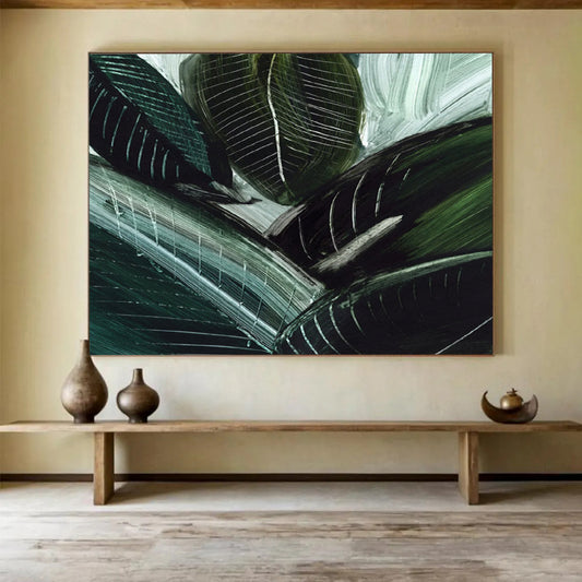 Dark Green Leaf Abstract: Bringing Natural Vitality to the Space DLZ144