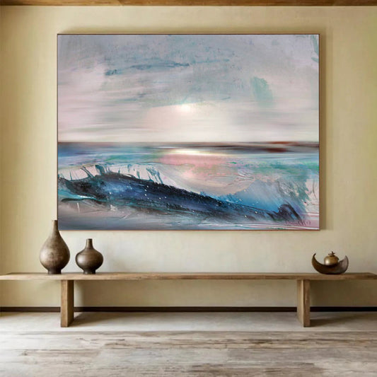 Pink - Blue Ocean Abstract: Creating a Romantic Ocean Atmosphere DLZ148