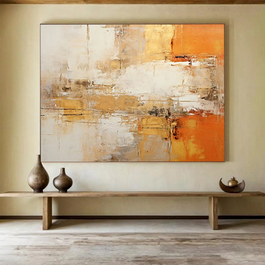 Warm Brown - Gold Abstract Painting - Creator of Cozy Atmosphere in Bedroom DLZ096
