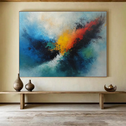 Blue and Colorful Abstract Swirl - “Vibrant Whirlpool” Painting On Canvas HB1462