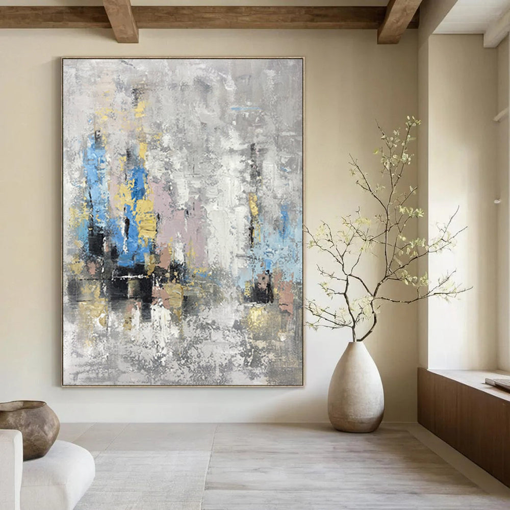 Custom Handmade Abstract Artworks: Big Sizes with Textured Details for Dining Room & Entryway DTP248