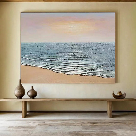 Textured Beach Wave Art - Serene Coastal Living Room or Bathroom Decor DLZ184
