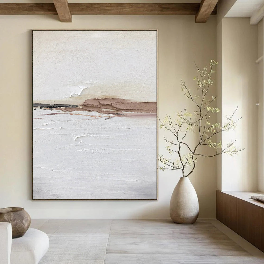 Custom Vertical Hand - Painted Textured Abstract Painting for Bedroom and Hallway DKH1678