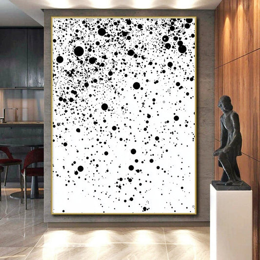Black Dots on White - “Cosmic Particle Shower” Painting On Canvas HB184