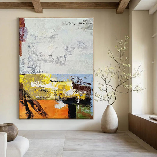 Super - Sized Hand - Painted Custom Abstract Canvas for Living Room and Office DTP019