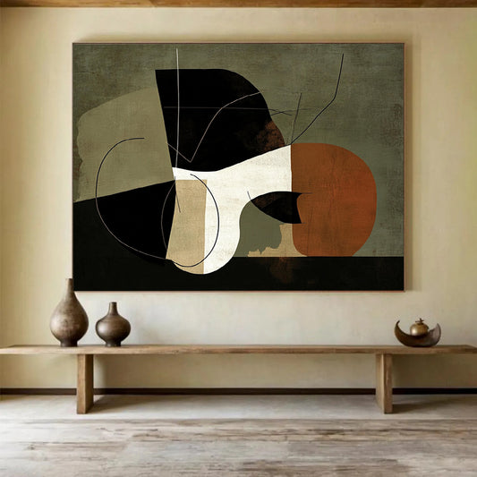 “Abstract Shapes Fusion” - Earthy Tones, Geometric Shapes and Lines - Abstract Acrylic Painting HB1750