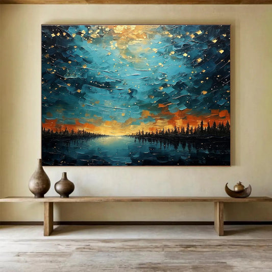 Hand - Painted Large Textured Abstract Wall Art for Interior Aesthetic DKH706