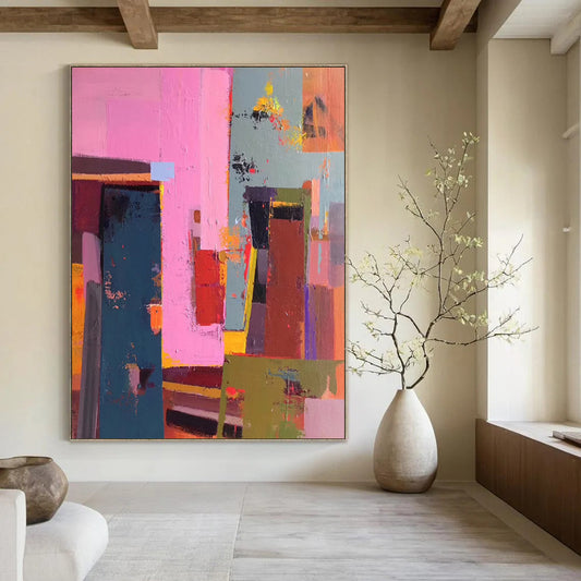 Super - Sized - Format Hand - Painted Custom Abstract Work for Hallway and Hotel DTP050