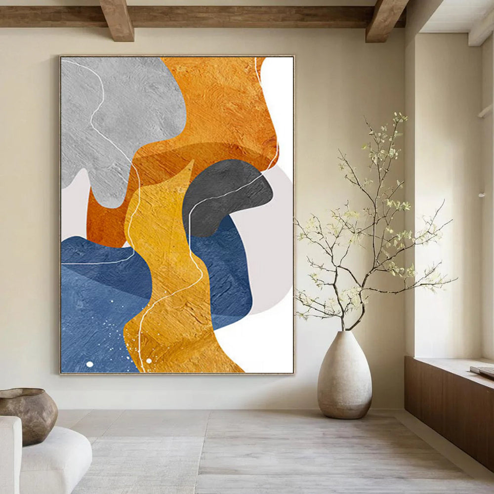 Stately Vertical Hand - Painted Textured Custom Abstract Gem for Dining Room and Living Room DKH1550