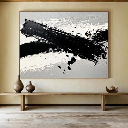 “Expressive Black & White Strokes” - Blacks, Whites, Grays, Abstract Brushstrokes - Acrylic Painting HB1621