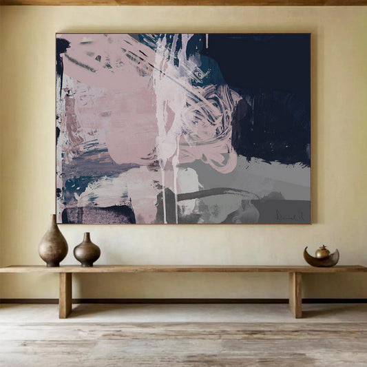 Pink - Grey Fusion Abstract: Creating a Serene Atmosphere in the Bedroom DLZ142