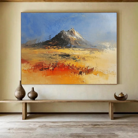 “Impasto Mountain Landscape in Warm Hues” - Impressionist - Inspired Painting On Canvas HB0521