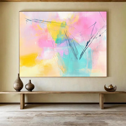 “Pastel Abstract Strokes” - Pink, Yellow, Green, Blue, Purple - Soft Abstract Strokes - Acrylic Painting HB1322