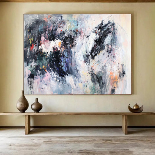 Colorful Abstract Horse Portrait - “Dynamic Steed” Painting On Canvas HB1464