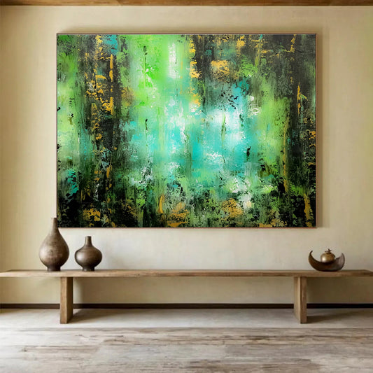 Dynamic Large Abstract Painting with Energetic Textured Strokes for Bar & Hotel Suite DKH921