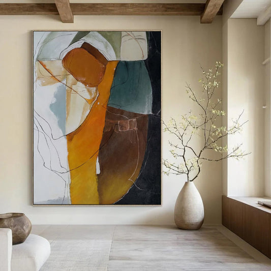 Graceful & Fluid Hand-Painted Custom Abstract Painting for Office & Dining Room LargeART1993