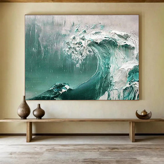 Textured Ocean Wave - Dramatic Coastal Living Room Art DLZ232
