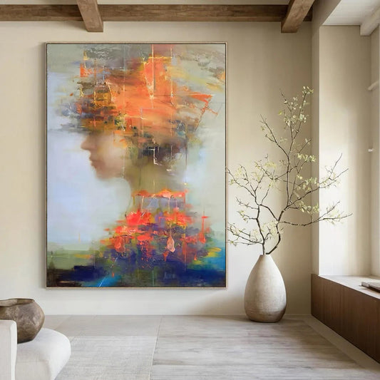 Custom Abstract Paintings: Big Sizes, Textured Excellence for Living Room & Bar DTP318
