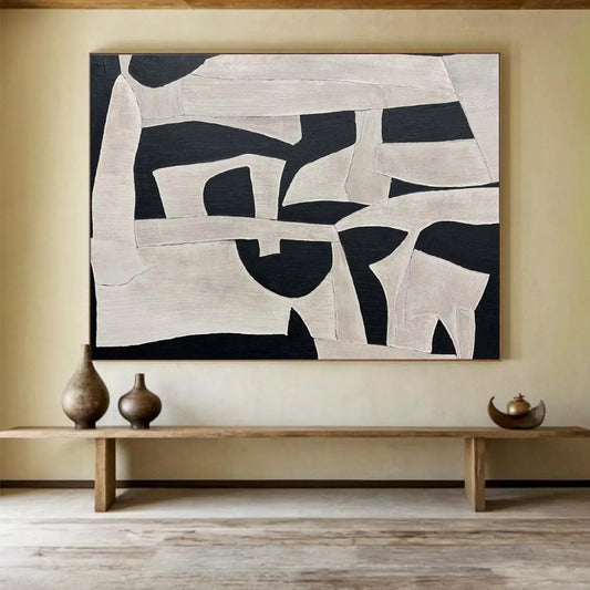 Black - and - White Collage Art Abstract Painting - Creative Accent for Personal Study DLZ093