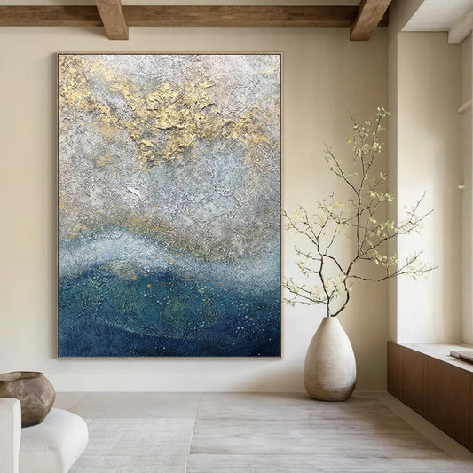 Delicately Textured Abstract Painting for Bedroom & Office DKH0958