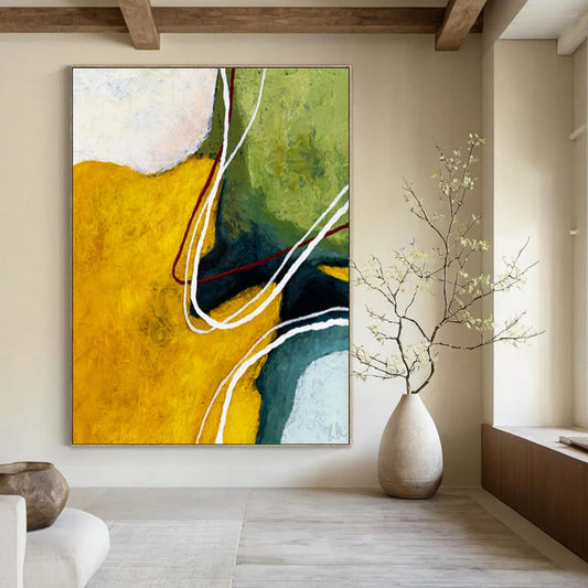 Gorgeous Huge Hand-Painted Abstract Canvases: Beautify Your Dining Room & Hallway LargeART2386