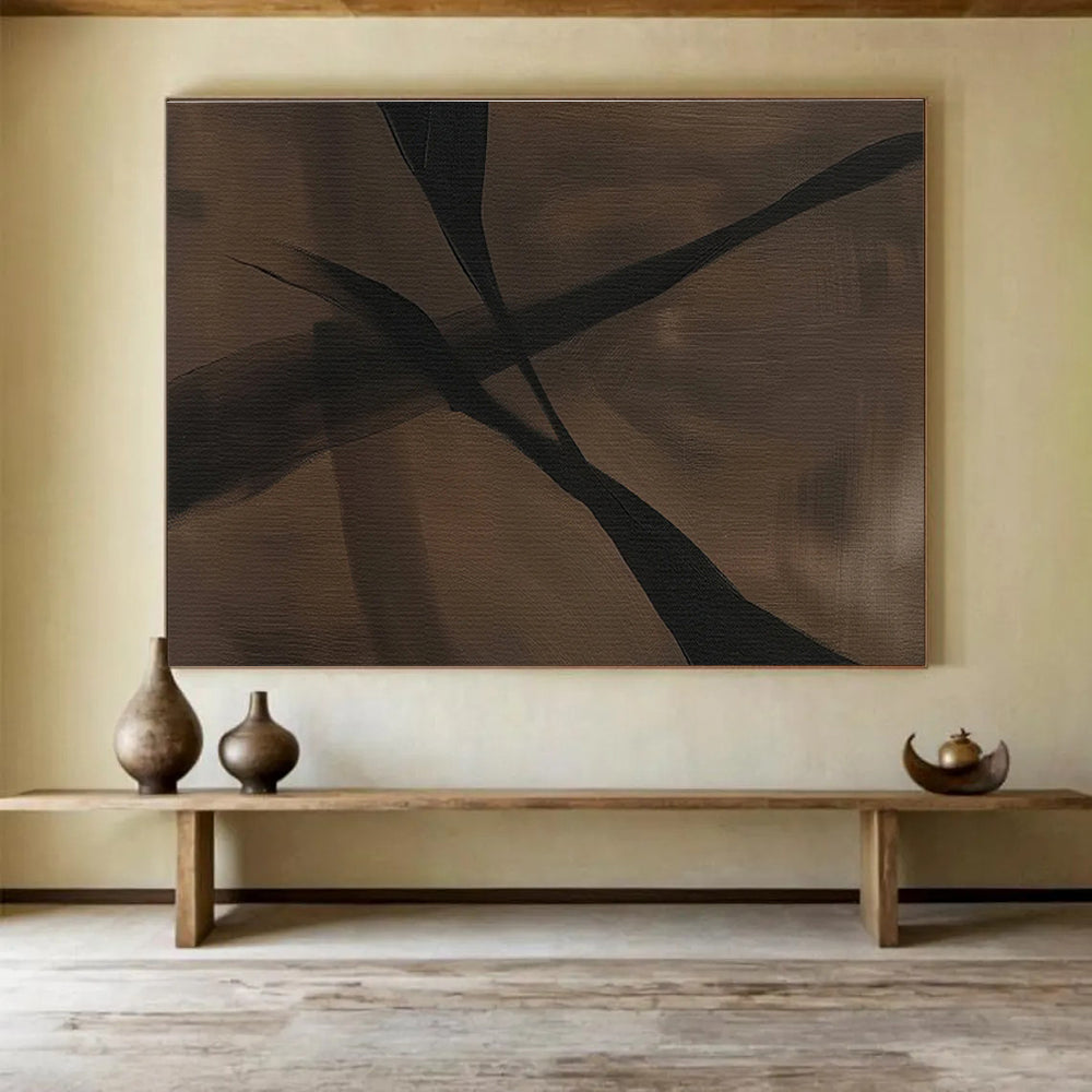 Large - Format Hand - Painted Textured Abstract Wall Mural for Bar & Dining Room DKH585