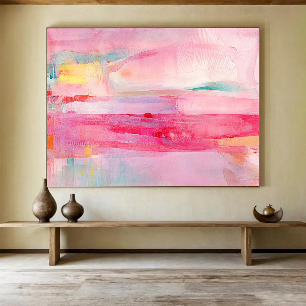 Pink and Colorful Abstract Layers - “Blush Dreams” Painting On Canvas HB1451