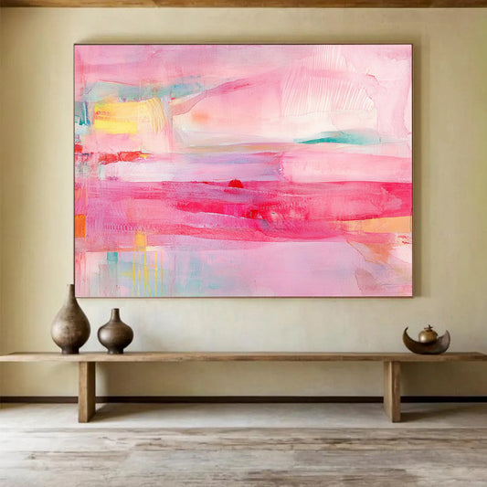 Pink and Colorful Abstract Layers - “Blush Dreams” Painting On Canvas HB1451
