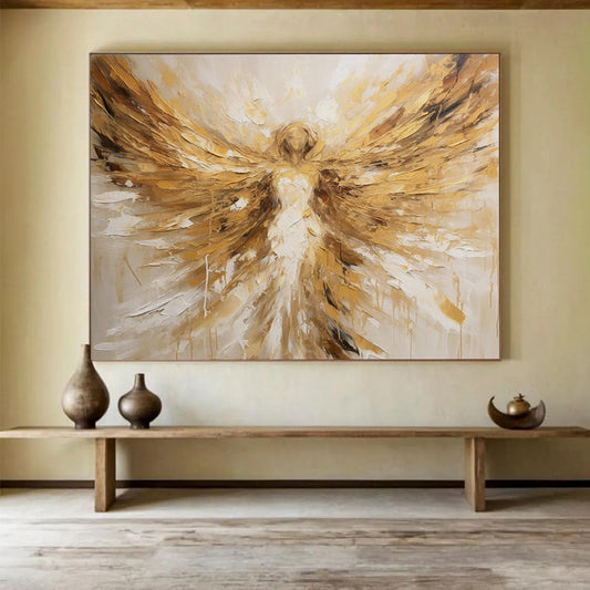 Golden Angel Wings - Inspirational Living Room Art DLZ082