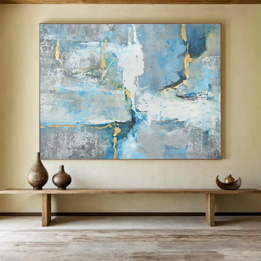 Large - Sized Hand - Painted Textured Abstract Painting for Accented Interiors DKH756