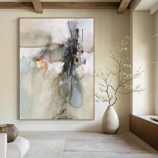 Serene Textured Abstract Mural for Bedroom & Hallway DKH0950